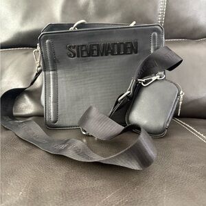 Steve Madden Black Messenger Bag with Pouch
